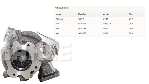 Imagen de TURBO 6.10TCA AGRALE 13000/MOTOR 6.10TCA CAMION VW 13180